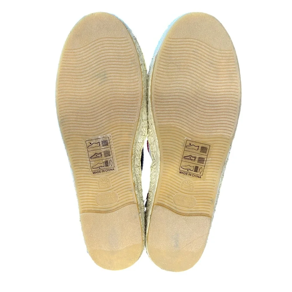 Soludos Womens Nautical Striped Canvas Espadrille‎ Flats Navy Blue Red White 8